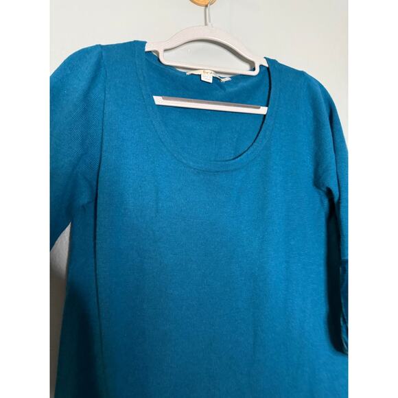 Boden Teal Blue Turquoise Silk Contrast Velvet Dress - Picture 6 of 9